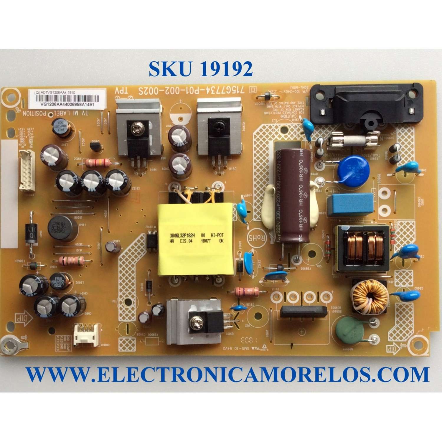 FUENTE DE PODER / VIZIO ADTVG1206AA4 / 715G7734-P01-002-002S / (Q)ADTVG1206AA4 / VG1206AA4 / MODELO D32-F1 / D32-F1 LTTUVMOU